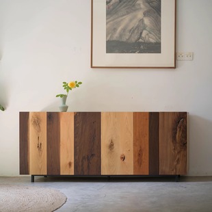 野木1978 餐边储物柜玄关门厅展示柜中古风复古简约 多彩竖门边柜