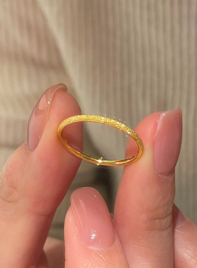 极细满天星磨砂戒指女高级感复古百搭食指戒个性时尚叠戴指环尾戒