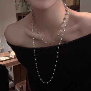 满天星长款珍珠项链女2026新款爆款高级感小众锁骨链叠戴配饰品