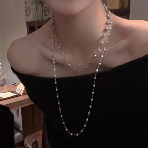 满天星长款珍珠项链女2026新款爆款高级感小众锁骨链叠戴配饰品
