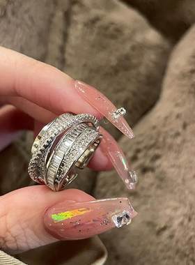 银色多层高级感戒指女款小众设计感冷淡风食指戒轻奢个性时尚指环