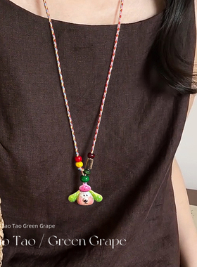 多巴胺彩色卡通小狗项链女童趣可爱长款挂脖配饰小众设计感毛衣链