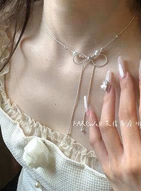 超仙ins蝴蝶结流苏蛇骨项链女轻奢小众高级感锁骨链气质百搭颈链