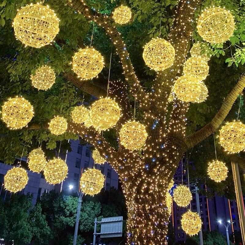 圣诞新年户外led藤球灯缠树挂树防雨彩灯节日街道 工程亮化发光球