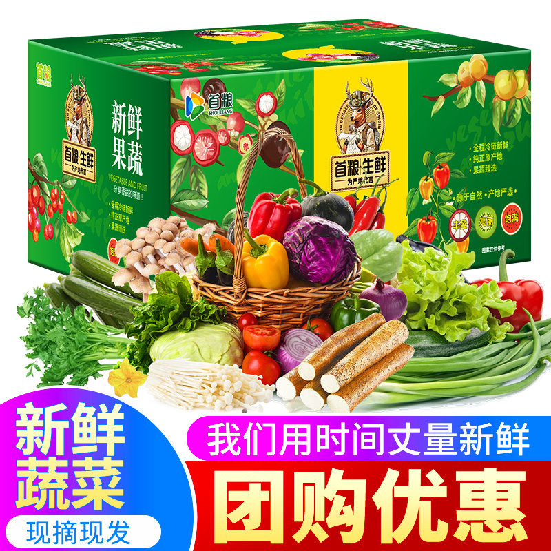 首粮新鲜蔬菜礼盒8000g当季时令鲜蔬大礼包多种绿色蔬菜套餐组合