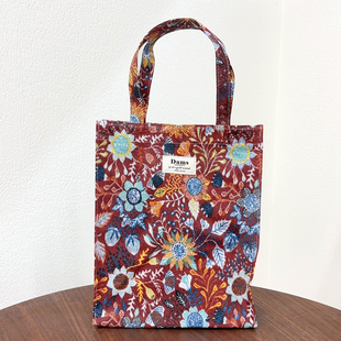 韩国进口DAMS复古文艺向日葵花朵防水手提包手提袋妈咪包托特包新