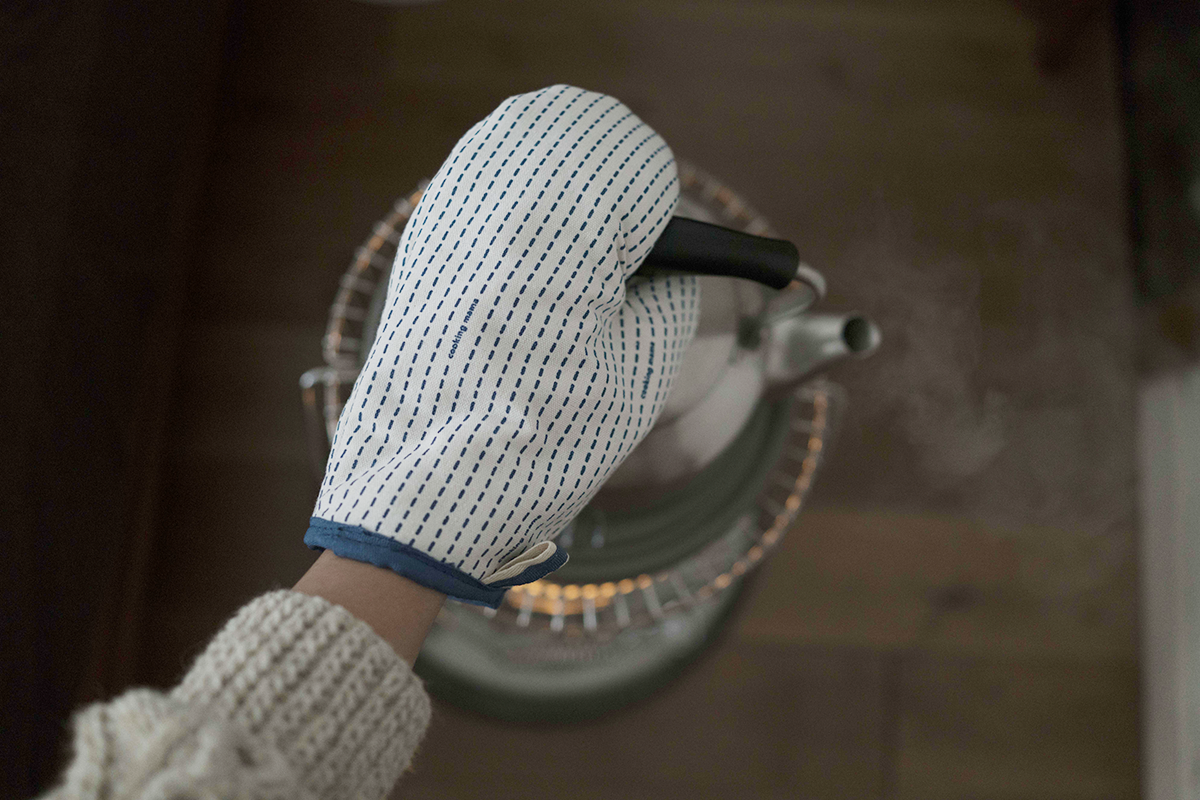 朴房 加厚好看的棉麻微波炉手套 烤箱隔热垫  防烫手套 烘焙 单只