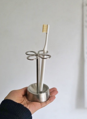 朴房 四叶草304不锈钢复古牙刷架坐式牙刷插座浴室收纳架