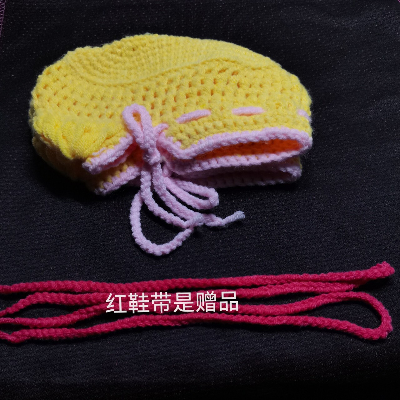 纯手工编织毛线玩偶鞋娃娃鞋,宝宝学步鞋柔软纯色系带款不掉落