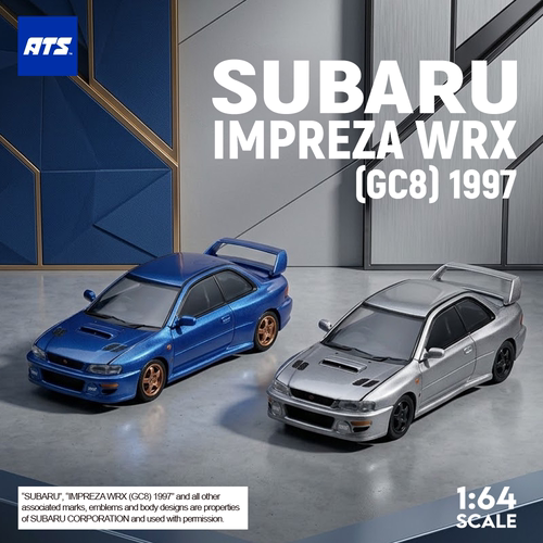 ATS爱特斯 1:64 斯巴鲁 翼豹 WRX GC8 1997 开盖仿真合金汽车模型