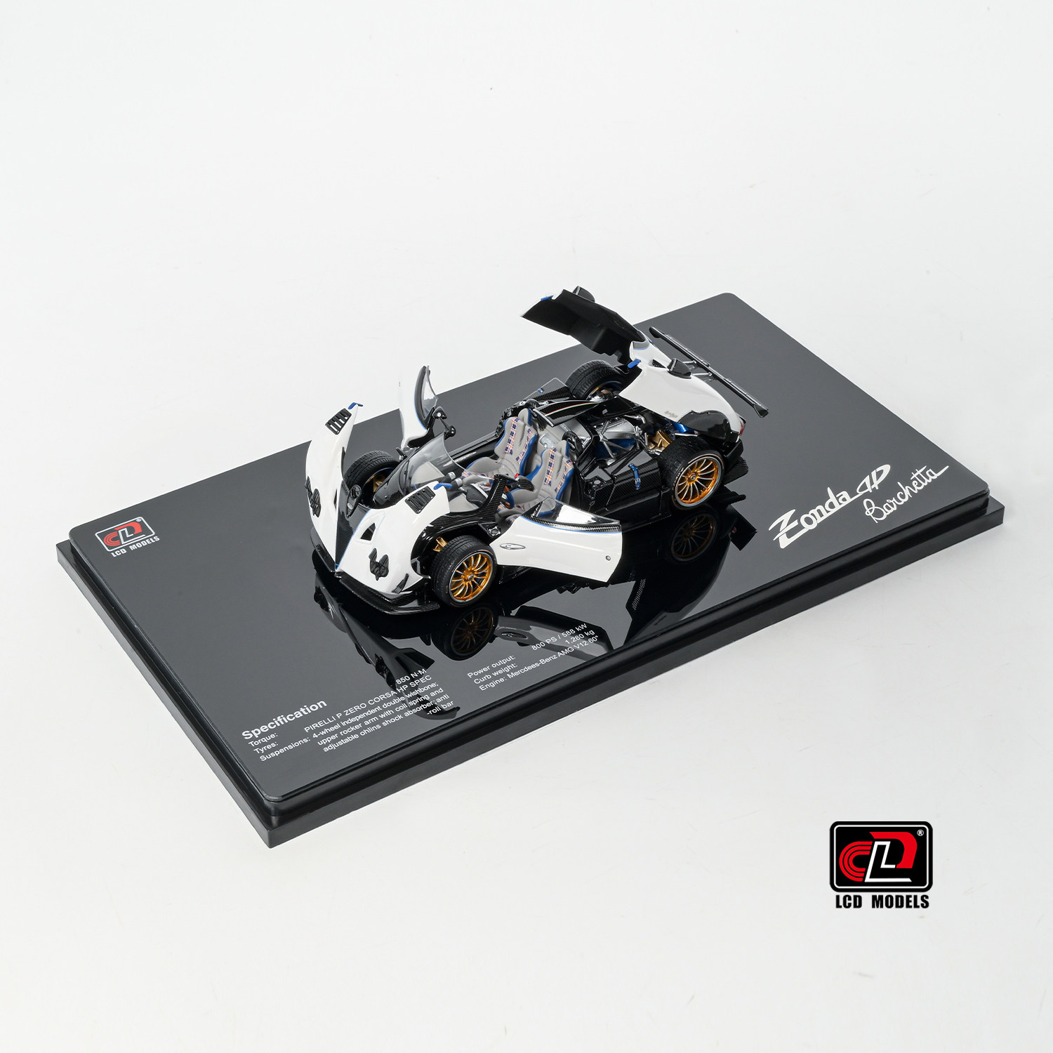 LCD 1:43 Pagani Zonda 帕加尼宗达HP 全开门 白仿真合金汽车模型图片