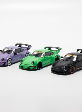 Star Model 1:64 保时捷RWB964 GT尾翼版 抛光拉丝银合金汽车模型