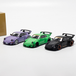 GT尾翼版 Star 抛光拉丝银合金汽车模型 保时捷RWB964 Model