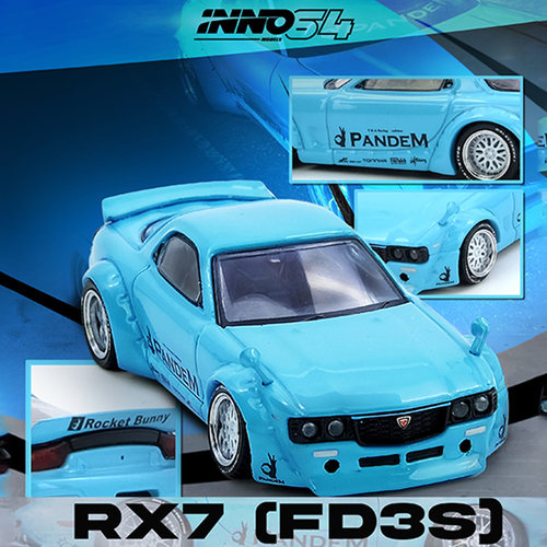 INNO 1:64 马自达PANDEM火箭兔ROCKET BUNNY RX7 FD3S 合金车模型