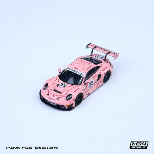 SR 1:64 保时捷 911 GT3 R 粉猪涂装 STAR RACE 仿真合金汽车模型