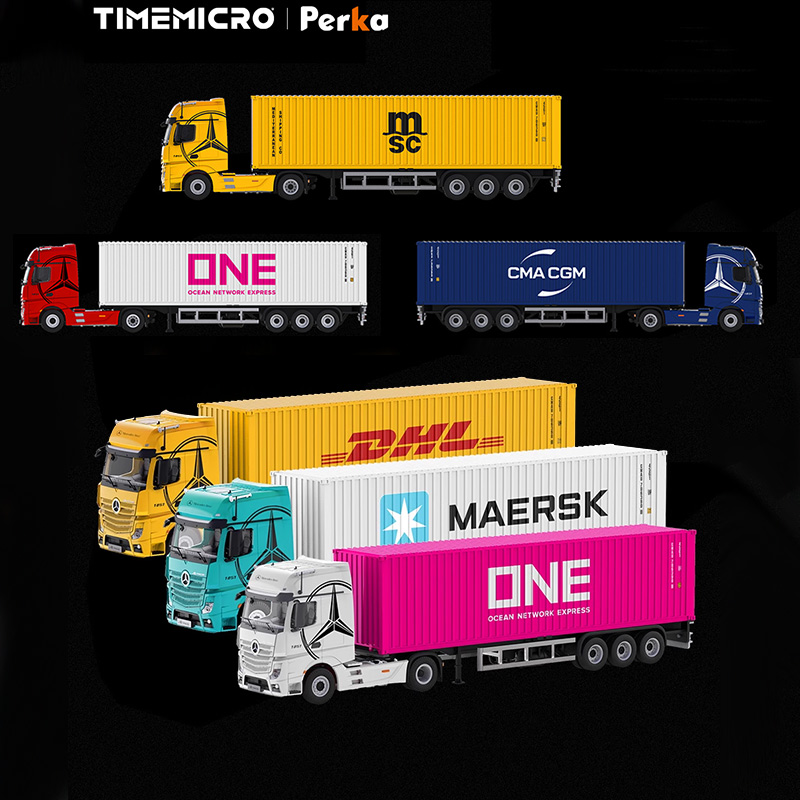 TM & Perka联名款1:64奔驰Actros货柜车 运输车 仿真合金汽车模型