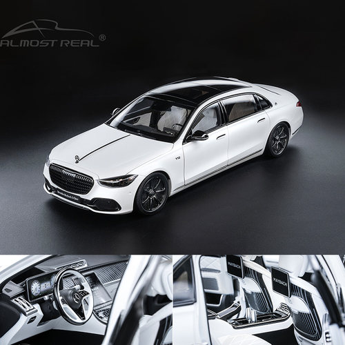 AR似真1:18 迈巴赫S680 暗夜系列 2023款亚光贝母白 合金汽车模型