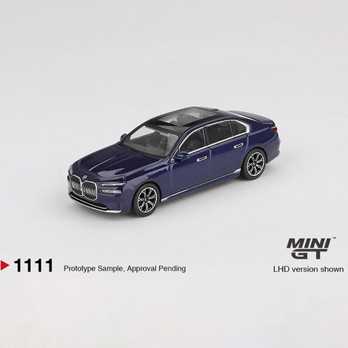 MINIGT 1:64 宝马 BMW i7 xDrive60 金属蓝仿真合金汽车模型 1111