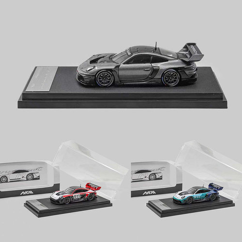 HKM 1:64 保时捷911 992 GT3 R Rennsport大尾翼仿真合金汽车模型