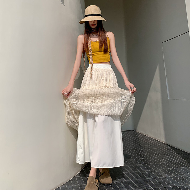 实拍淑女风气质蕾丝半身裙2026春夏新款韩版休闲多层纱裙半身裙女