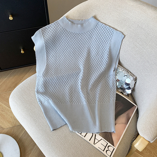 T恤冰丝针织衫 实拍 女 背心上衣气质镂空无袖 韩版 大货2026夏季 新款