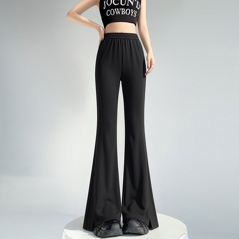 实拍 针织运动微喇裤女小个子春款2026新款休闲高腰显瘦喇叭裤子