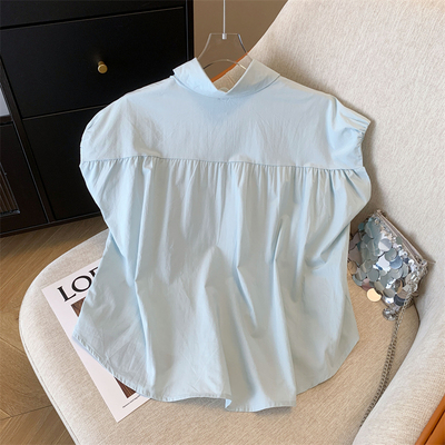 实拍◆气质无袖翻领百搭内搭衬衫2026夏新款通勤职场基础衬衫