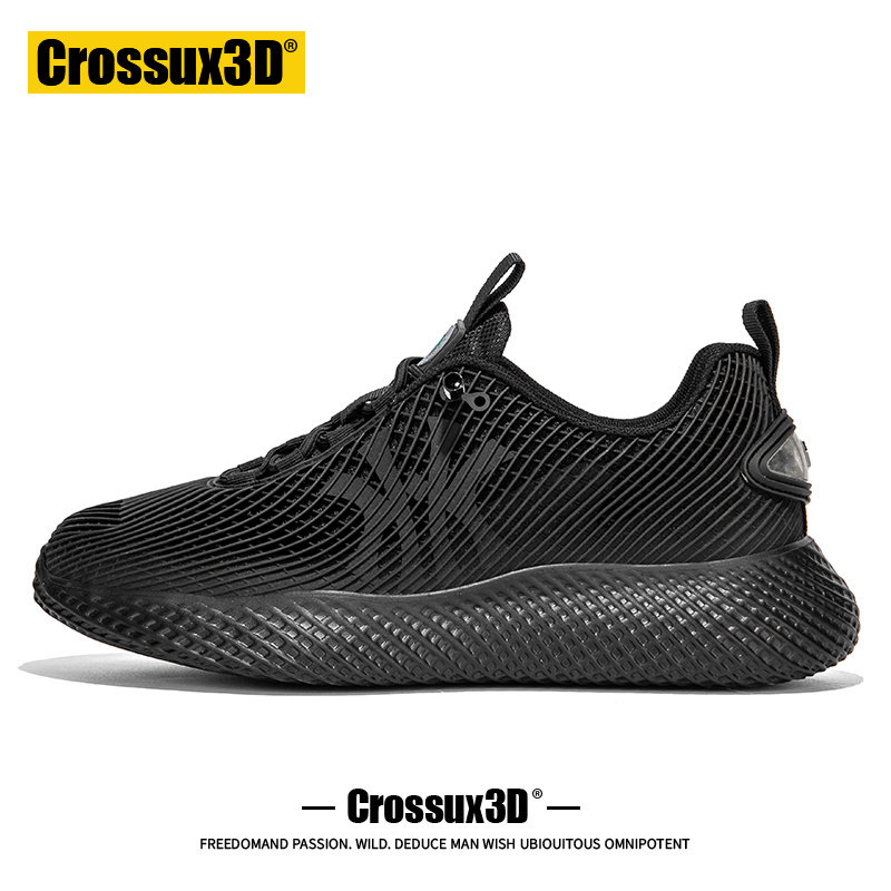 Crossux3D打印鞋男夏季黑武士潮鞋网面透气黑色机甲跑步运动鞋女