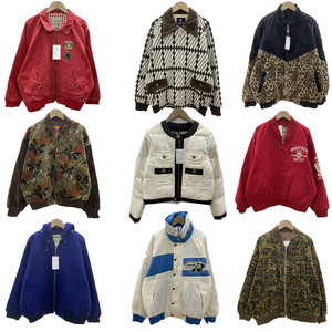 古着vintage街头潮牌帆布工装棒球服拼色刺绣夹克外套冬季男BQ221