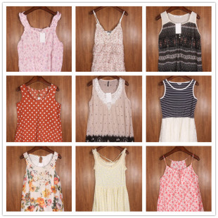 古着vintage孤品日本森女系雪纺吊带裙夏连衣裙棉布碎花少女系 L6
