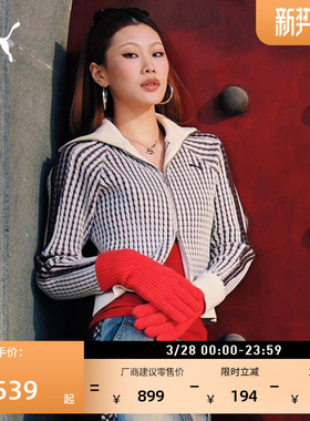 经典T7翻领短款休闲针织衫女PUMA彪马官方新款春季运动外套637439