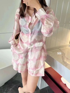 高级感气质套装女23夏新款天丝温柔风防晒衬衫时尚宽松短裤两件套