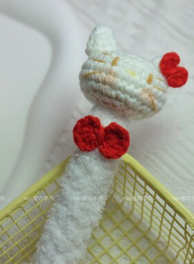 适用于苹果pencil益博思手工毛线毛绒编织红色蝴蝶结电容笔套通用