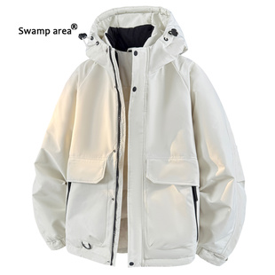 SWAMP AREA美式工装羽绒服男士冬季新款宽松休闲保暖情侣轻薄外套