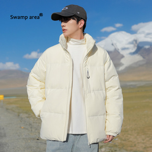 SWAMP AREA美式短款立领羽绒服男士冬季宽松防风防寒保暖情侣外套