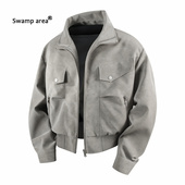 SWAMP AREA美式 复古夹克男女420重磅麂皮绒感上衣宽松休闲外套男