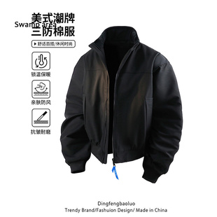 SWAMP AREA飞行员棉衣男士冬季美式短款cleanfit立领夹棉夹克外套