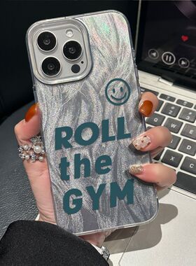 蓝色ROLL手机壳适用于苹果17pro/16 Pro/13/15/16Plus/14/12 Pro Max卡通搞怪图案iPhone 14pro保护壳大孔