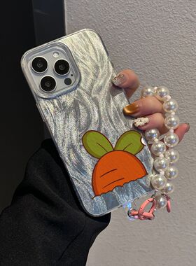 橙色大萝卜镂空适用于iPhone 17/16 Pro/13/15/16Plus/14/12 Pro Max个性彩绘图案14pro保护壳镭射硬壳大孔