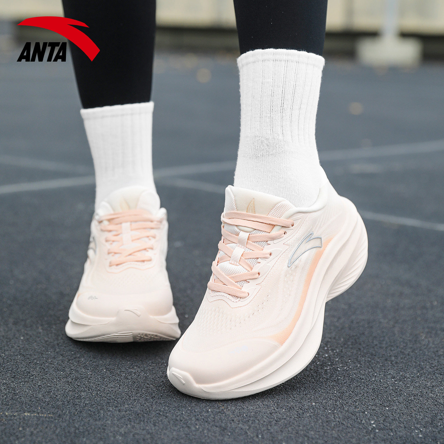 安踏叶子7跑步鞋女鞋2026新款减震跑鞋厚底回弹运动鞋子官方正品