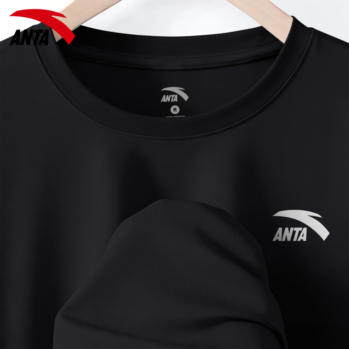 安踏短袖男士官方旗舰正品夏季新款黑色青少年宽松运动体恤棉t恤