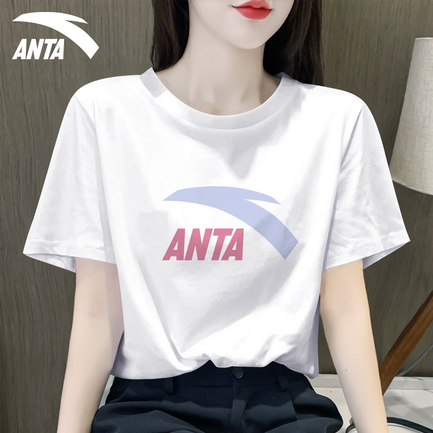 安踏短袖t恤女装官网正品夏季