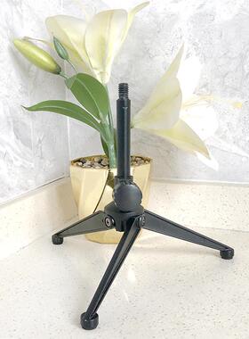 黑色金属三脚话筒架 可折叠麦克风架 桌面可伸缩英制3/8螺杆咪架