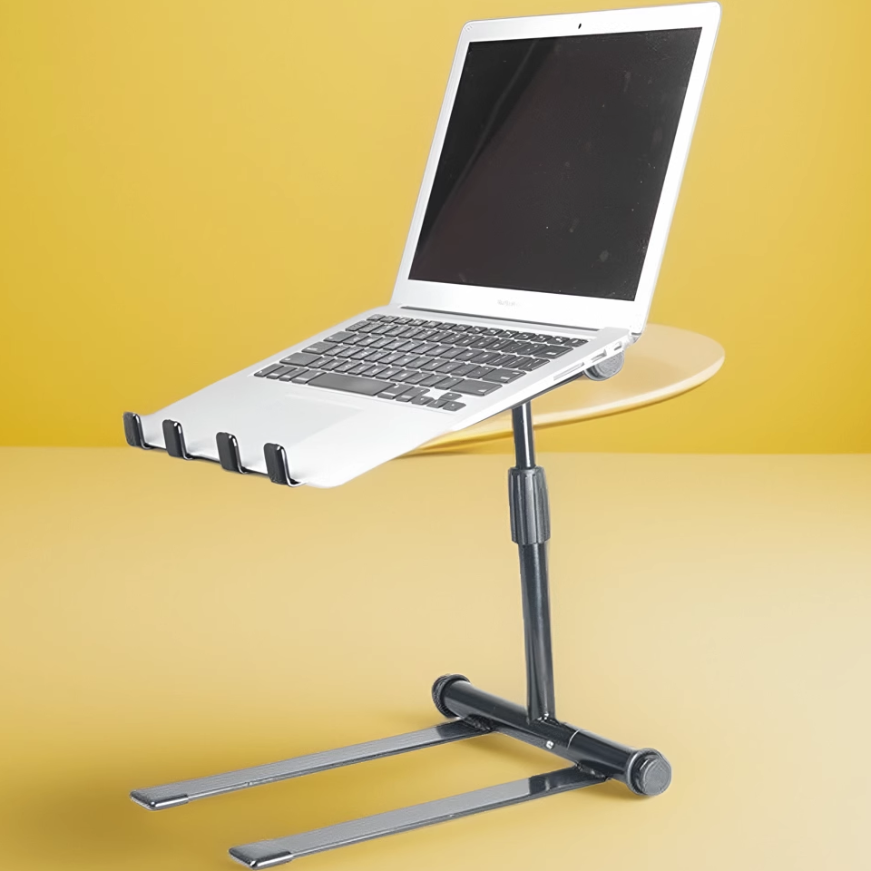 黑色烤漆DJ电脑支架 桌面升降折叠DJ打碟机架 碳钢板可旋转搓碟架