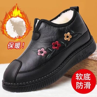 奶奶款老北京布鞋老太太棉鞋女秋冬季加绒加厚老人妈妈鞋保暖防滑