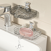 肥皂盒壁挂家用卫生间肥皂沥水盒墙上免打孔置物架双层高档香皂盒