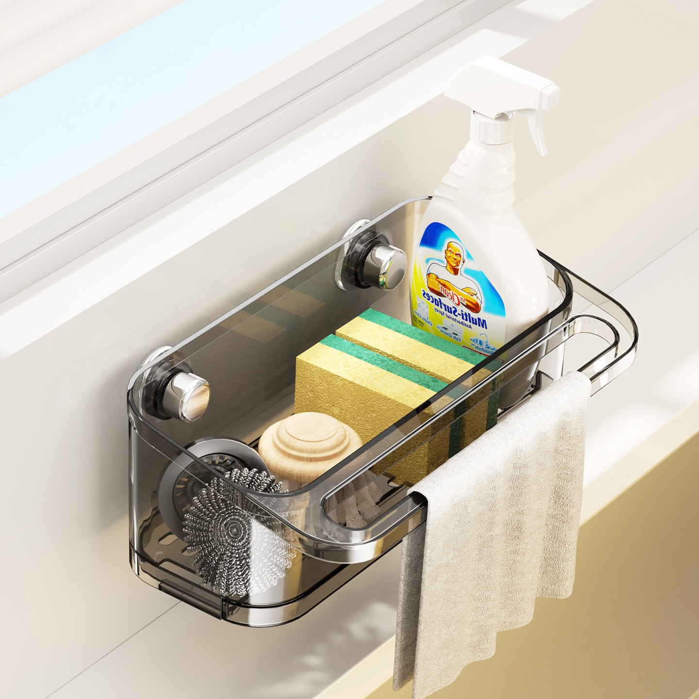 【2025新款】吸盘厨房抹布置物架