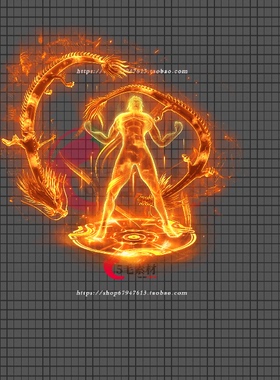 传奇人物光柱特效素材 NPC素材 战士双龙缠绕 高清动态 GH167