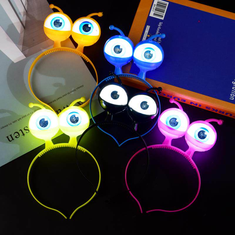 闪光眼球发箍 派对舞会万圣节头饰道具 发光大眼睛外星人led头箍