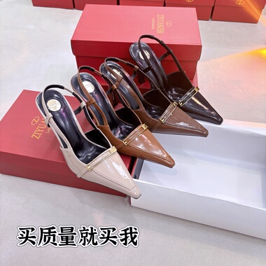 杨树林同款法式新款高跟女御姐斩男金属尖头细跟舒适后空包头凉鞋